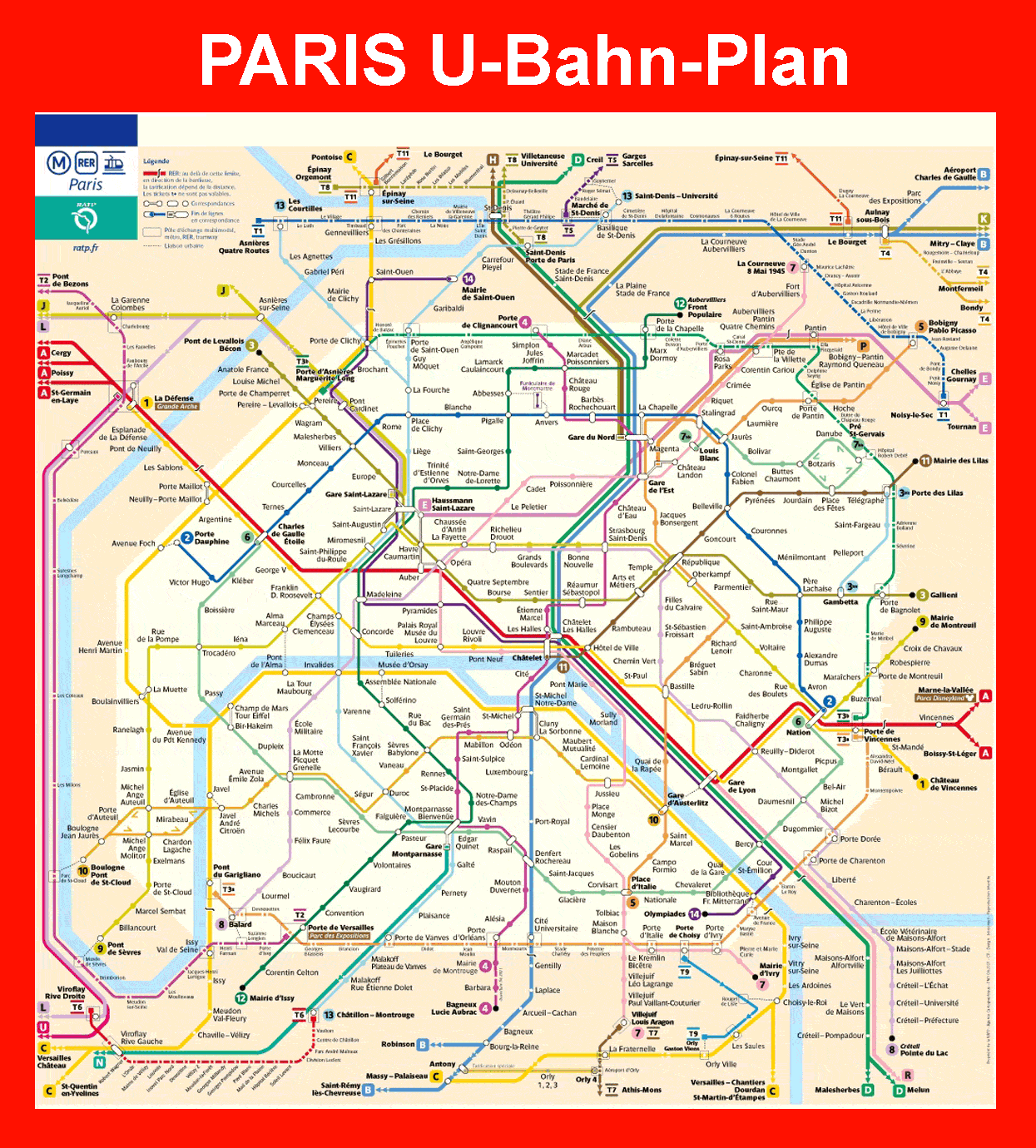 Paris U-Bahn-Plan - U-Bahn Karte - Paris Metrolinien