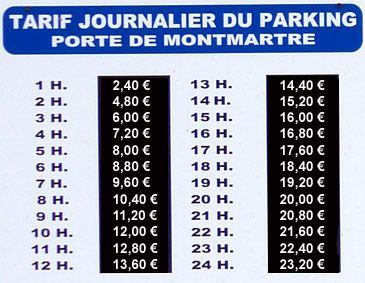 Tarif parking