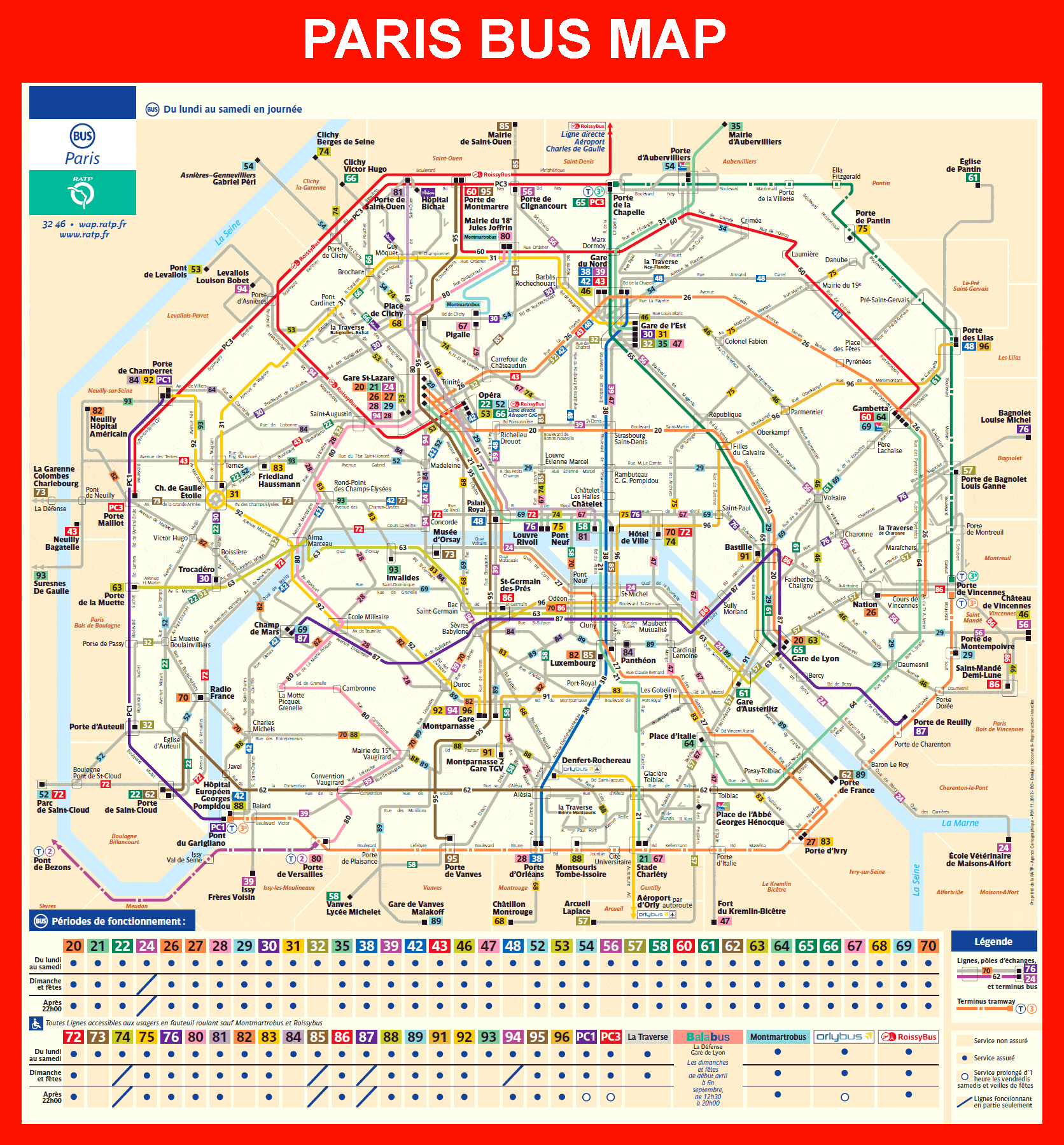 Paris bus map