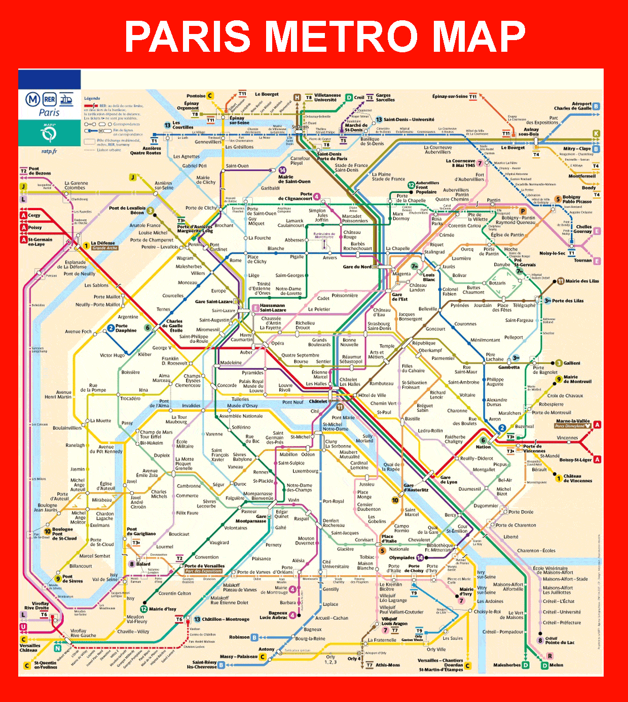 Paris metro underground map