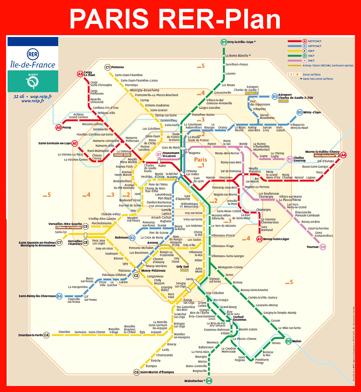 Paris RER-Plan - RER Karte Von Paris