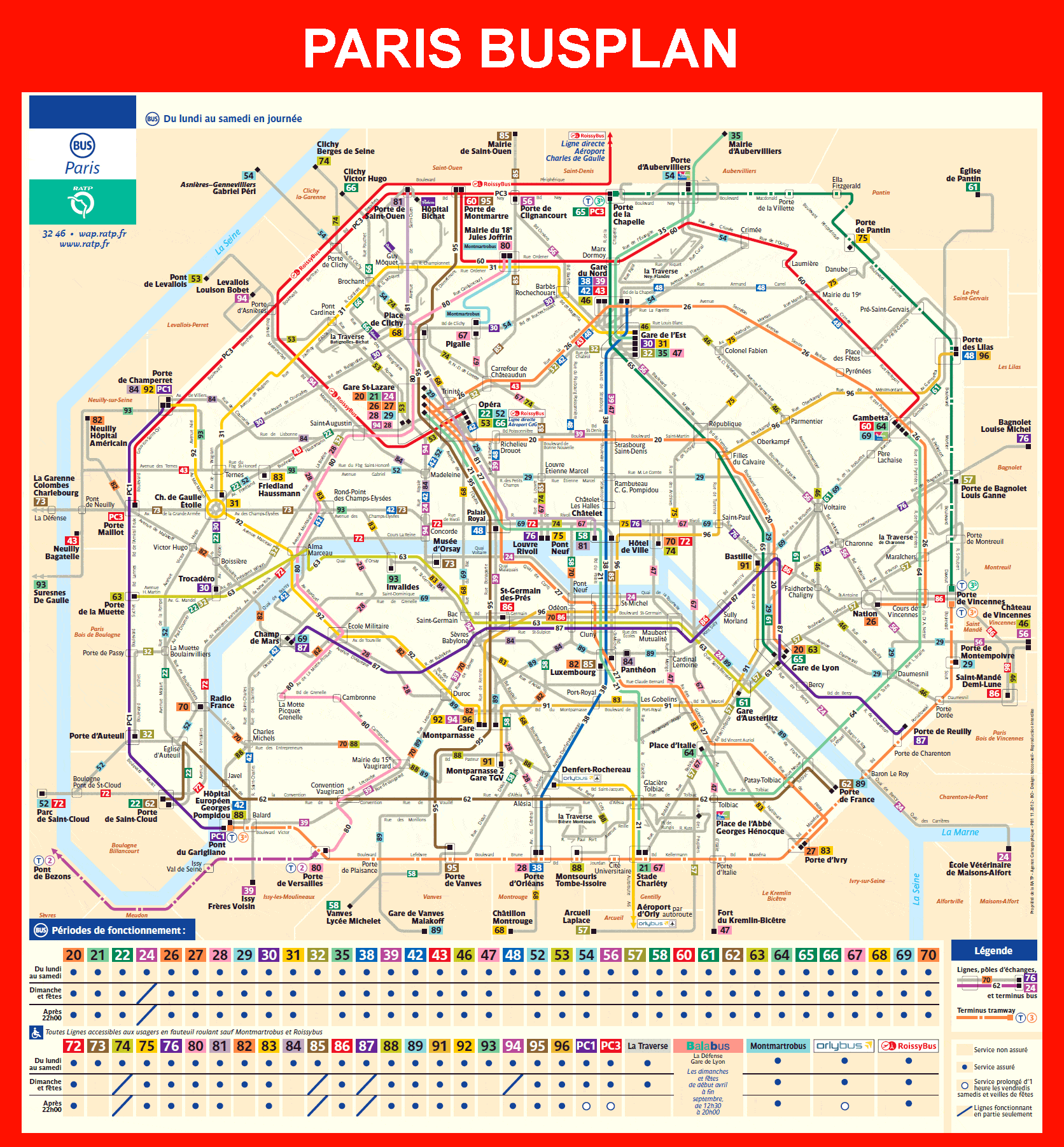 Paris bus Plan Netz